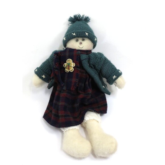 Unbranded Snow Girl in Green Sweater & Hat Holiday Decor Gingerbread Man - Picture 1 of 6